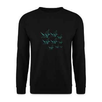 origami crane origami cranes japanese art - Unisex Sweatshirt - black - Front - Alina (178cm) & Michal (187cm)