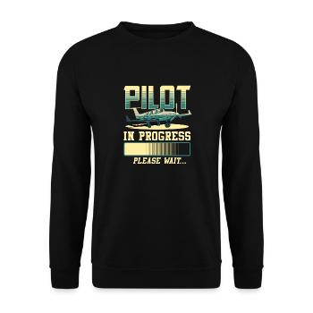 Pilote en cours Veuillez patienter Pilote d'avion - Sweat-shirt Unisexe - noir - Devant - Alina (178cm) & Michal (187cm)