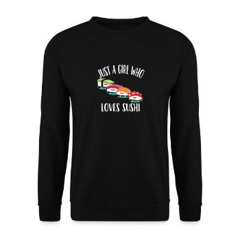 Lustiges Kawaii-Sushi Nur ein Mädchen, das Sushi liebt - Unisex Pullover - Schwarz - Vorne - Alina (178cm) & Michal (187cm)