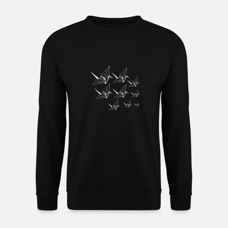 Origami Kraniche Kranich Japanische Kunst Geschenk - Unisex Pullover - Schwarz