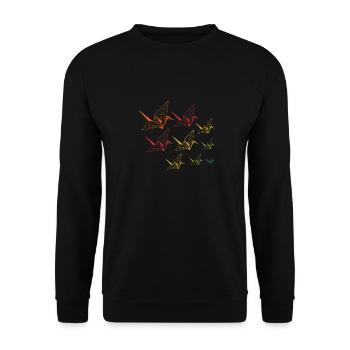 Origami crane cranes Japanese art gift - Unisex Sweatshirt - black - Front - Alina (178cm) & Michal (187cm)