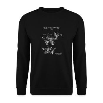Movie Camera Dolly 1940 Patent Print Shirt, Camera - Sweat-shirt Unisexe - noir - Devant - Alina (178cm) & Michal (187cm)