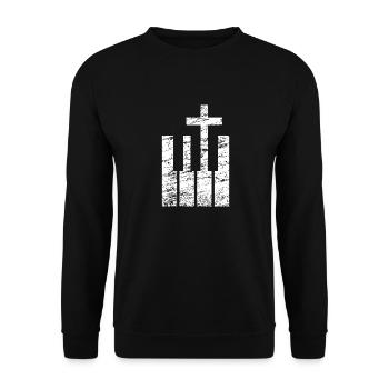 Clavier et croix - Musicien chrétien - Sweat-shirt Unisexe - noir - Devant - Alina (178cm) & Michal (187cm)