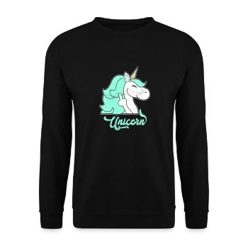 Niedlich Einhorn Mittelfinger - Unisex Pullover - Schwarz - Vorne - Alina (178cm) & Michal (187cm)