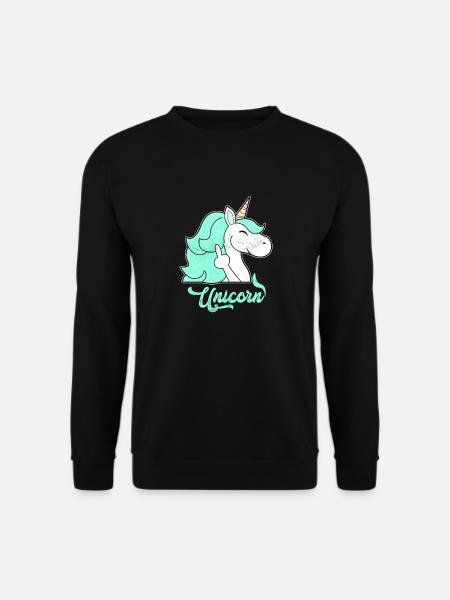 Niedlich Einhorn Mittelfinger - Unisex Pullover - Schwarz
