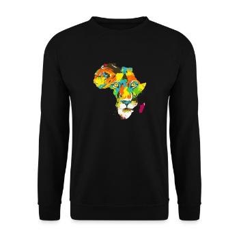 Roar Africa Map Lion Face Reggae Rasta Gift - Unisex Sweatshirt - black - Front - Alina (178cm) & Michal (187cm)