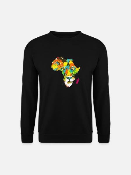 Roar Africa Karte Löwengesicht Reggae Rasta Geschenk - Unisex Pullover - Schwarz