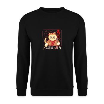 Kawaii Chat Sushi Maître Sensei I Love Sushi - Sweat-shirt Unisexe - noir - Devant - Alina (178cm) & Michal (187cm)