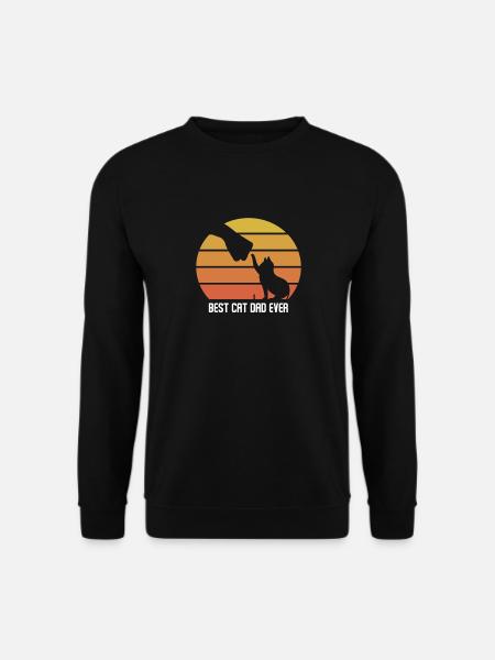 Best cat dad ever Katzenpapa Geschenk Katze Retro - Unisex Pullover - Schwarz
