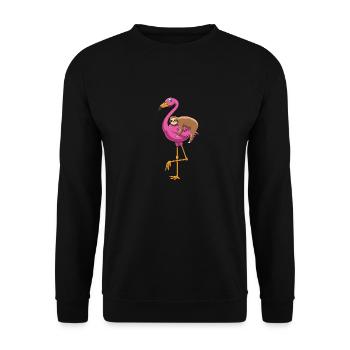 Lustiges Faultierhemd - Flamingohemd - Faultierliebhaber - Unisex Pullover - Schwarz - Vorne - Alina (178cm) & Michal (187cm)