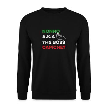 Lustiges italienisches Hemd - das Boss-Hemd - lustiges Itali - Unisex Pullover - Schwarz - Vorne - Alina (178cm) & Michal (187cm)