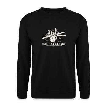Lustiger Schlagzeugerentwurf | Musiker Geschenk Percussion - Unisex Pullover - Schwarz - Vorne - Alina (178cm) & Michal (187cm)