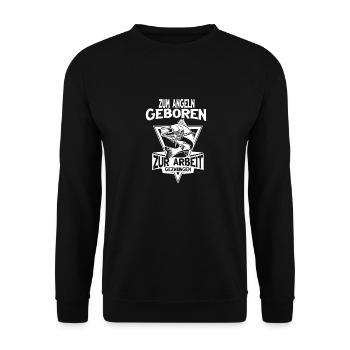 Angler zum Angeln geboren - Unisex Pullover - Schwarz - Vorne - Alina (178cm) & Michal (187cm)
