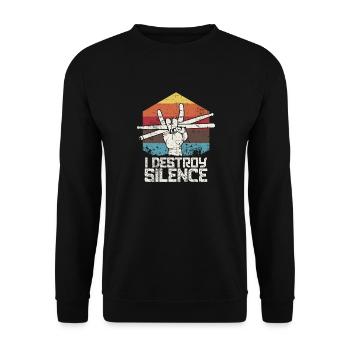Lustiger Schlagzeugerentwurf | Musiker Geschenk Percussion - Unisex Pullover - Schwarz - Vorne - Alina (178cm) & Michal (187cm)