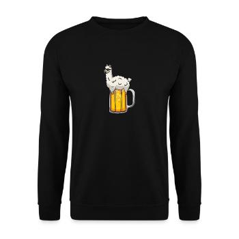 Alpaca in beer - Unisex Sweatshirt - black - Front - Alina (178cm) & Michal (187cm)