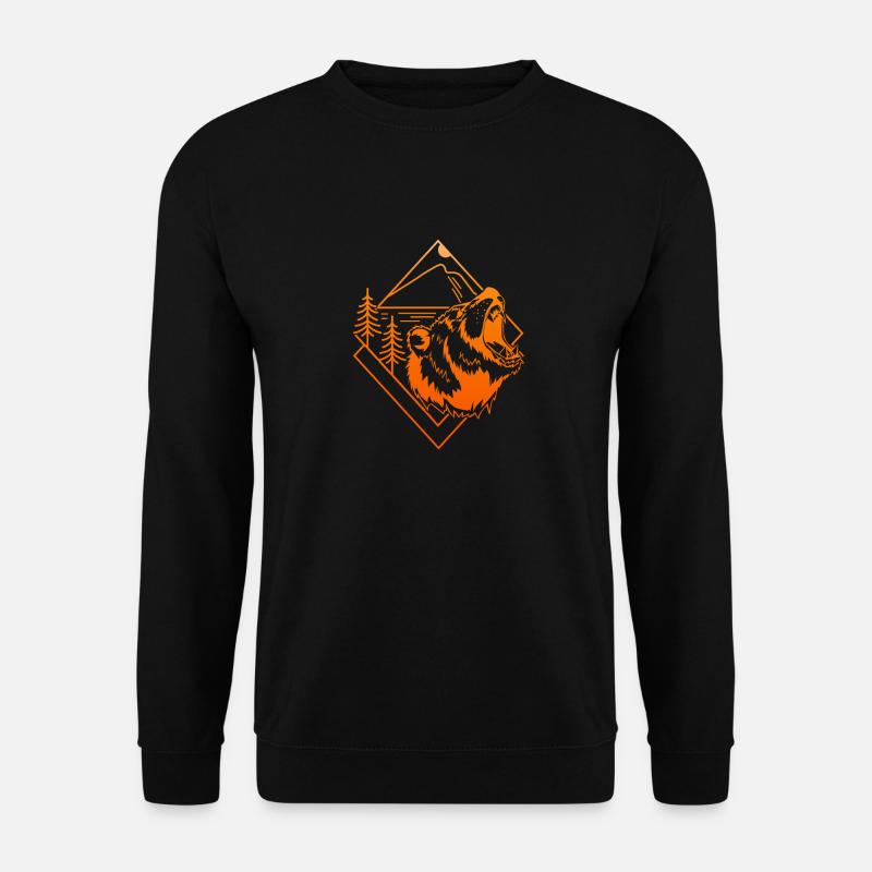 Bear - Mountain - Pine Trees - Nature Lover Gift - Unisex Sweatshirt - black