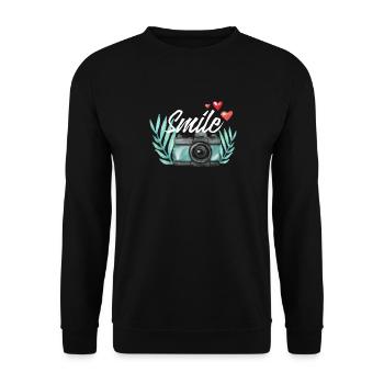 Fun Vintage Camera Photographer Gift Design Idea - Unisex Sweatshirt - black - Front - Alina (178cm) & Michal (187cm)