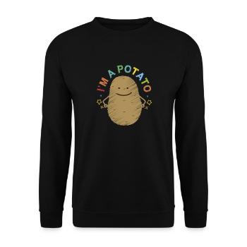 I Am A Potato design, French Fry design, Potato - Unisex Sweatshirt - black - Front - Alina (178cm) & Michal (187cm)