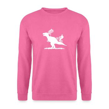 Spaß Mountainbike MTB Geschenk Design Dino Biker Geschenk - Unisex Pullover - Pink - Vorne