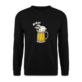 Schaf im Bier - Unisex Pullover - Schwarz - Vorne - Alina (178cm) & Michal (187cm)