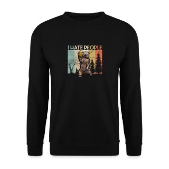 i hate people bear beer camping campers - Unisex Sweatshirt - black - Front - Alina (178cm) & Michal (187cm)