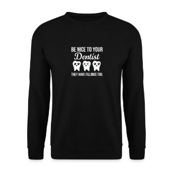Zahnarzt Zahn Zähne Zahnärztin Arzt Zahnarzthelfer - Unisex Pullover - Schwarz - Vorne - Alina (178cm) & Michal (187cm)
