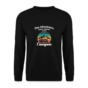 Ich geh Campen - Unisex Pullover - Schwarz - Vorne - Alina (178cm) & Michal (187cm)