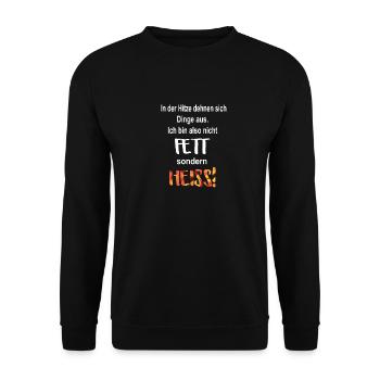 Ich bin nicht Fett | lustige Sprüche | Geschenk - Unisex Pullover - Schwarz - Vorne - Alina (178cm) & Michal (187cm)