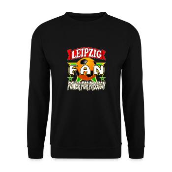 Fussball Leipzig Fan Power for passion - Unisex Pullover - Schwarz - Vorne - Alina (178cm) & Michal (187cm)