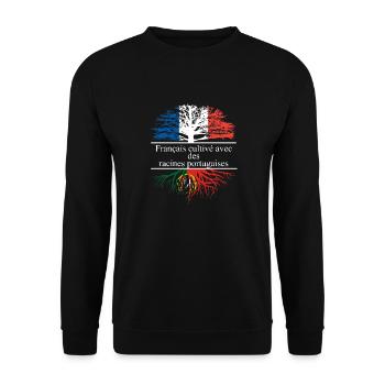 Français cultivé avec des racines portugaises - Sweat-shirt Unisexe - noir - Devant - Alina (178cm) & Michal (187cm)