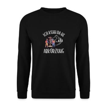 Ich kenn da ne abkürzung Cooles Wanderdesign - Unisex Pullover - Schwarz - Vorne - Alina (178cm) & Michal (187cm)