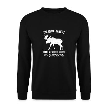 Lustiges Elchjägerhemd - Lustiges Elchjagd-Gif - Unisex Pullover - Schwarz - Vorne - Alina (178cm) & Michal (187cm)