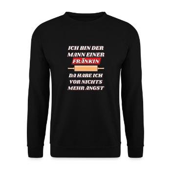 NUDELHOLZ ICH BIN DER MANN EINER FRÄNKIN - Unisex Pullover - Schwarz - Vorne - Alina (178cm) & Michal (187cm)
