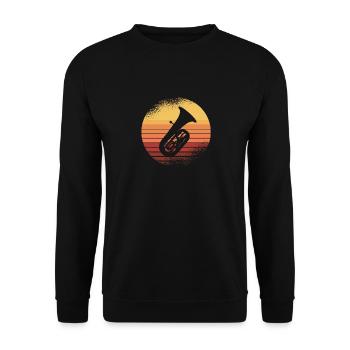 Retro Sousaphone Tuba 70s Music Band Distressed - Unisex Sweatshirt - black - Front - Alina (178cm) & Michal (187cm)