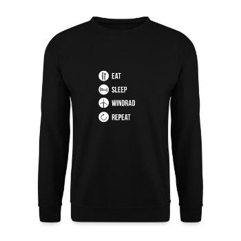Windpark Windrad Windkraft - Eat sleep repeat - Unisex Pullover - Schwarz - Vorne - Alina (178cm) & Michal (187cm)