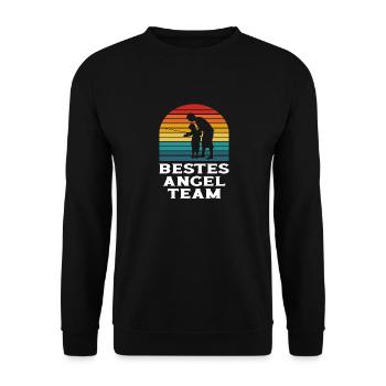 Bestes Angel Team Papa Kind Vater Sohn Angeln - Unisex Pullover - Schwarz - Vorne - Alina (178cm) & Michal (187cm)