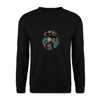 Rooster with steampunk motif - Unisex Sweatshirt - black - Front - Alina (178cm) & Michal (187cm)