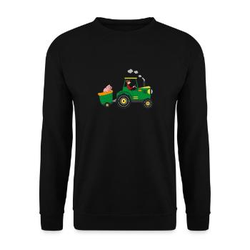 Traktor Bauer Berufe Hänger Jungen Ohne Text - Unisex Pullover - Schwarz - Vorne - Alina (178cm) & Michal (187cm)