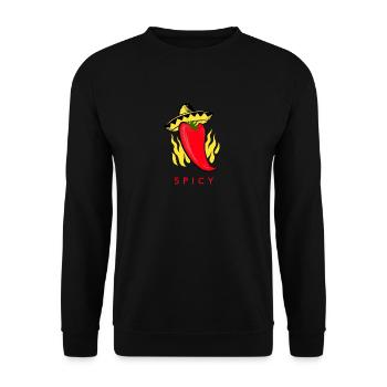 Spicy Chilli Pepper Chili Pod with Sombrero Design - Unisex Sweatshirt - black - Front - Alina (178cm) & Michal (187cm)