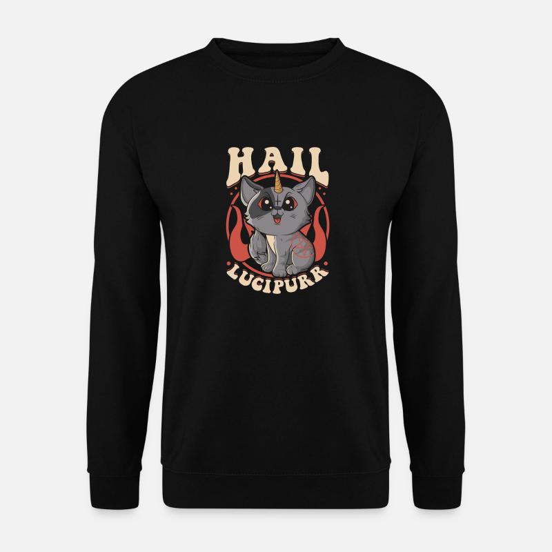 Nette & lustige satanische Hagel Lucipurr Regenbogen Kitty - Unisex Pullover - Schwarz