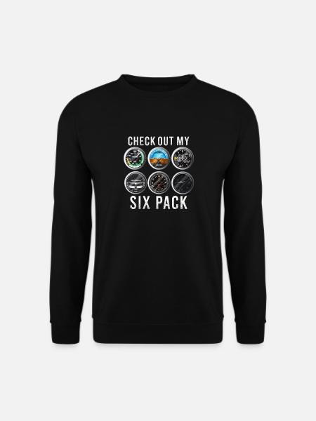 Lustiger Check Out My Six Pack Flugzeugpilot - Unisex Pullover - Schwarz