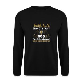 Zitate des christlichen Glaubens - Unisex Pullover - Schwarz - Vorne - Alina (178cm) & Michal (187cm)