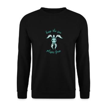Keep The Sea Plastic Free - Stop Ocean Pollution - Unisex Pullover - Schwarz - Vorne - Alina (178cm) & Michal (187cm)