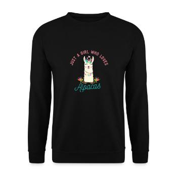 Cute Just A Girl Who Loves Alpacas - Unisex Pullover - Schwarz - Vorne - Alina (178cm) & Michal (187cm)