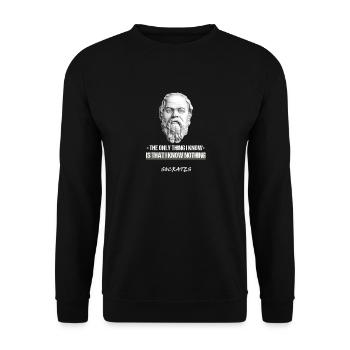Famous Quote from Socrates Greek Philosopher - Unisex Sweatshirt - black - Front - Alina (178cm) & Michal (187cm)