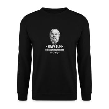 Famous Quote from Socrates Greek Philosopher - Unisex Sweatshirt - black - Front - Alina (178cm) & Michal (187cm)