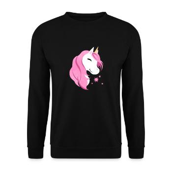 Pink unicorn cute - Unisex Sweatshirt - black - Front - Alina (178cm) & Michal (187cm)