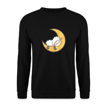 Schaf Mond Schlafen Niedlich - Unisex Pullover - Schwarz - Vorne - Alina (178cm) & Michal (187cm)