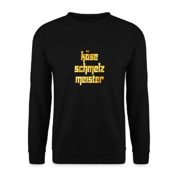 Käseschmelzmeister Käse Fondue Raclette Geschenk - Unisex Pullover - Schwarz - Vorne - Alina (178cm) & Michal (187cm)
