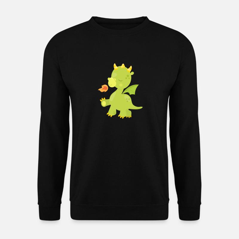 Märchendrache Netter Baby-Drache, der Feuer atmet - Unisex Pullover - Schwarz